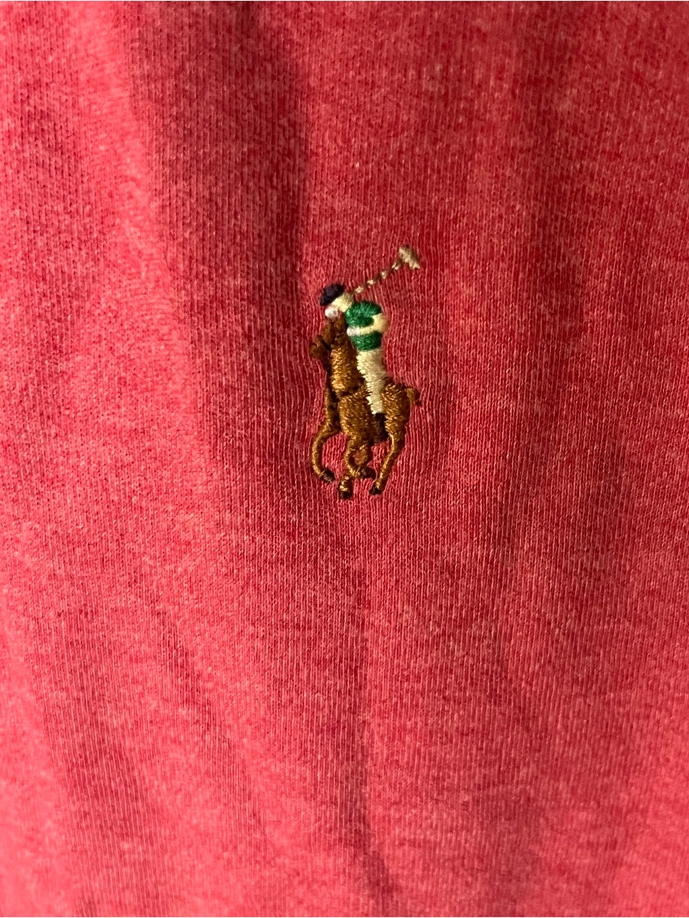 Ralph Lauren Men's Red Crewneck Sweater with Embroidered Polo Player